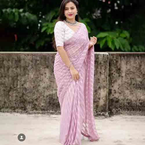 Chiffon Zari Woven Leheriya Saree