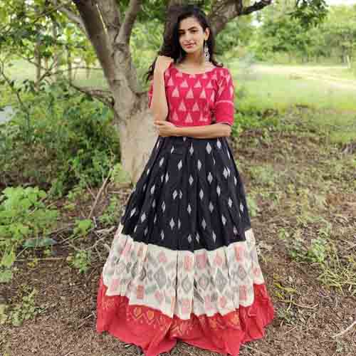 Pure Rubi Cotton Gown with Digital Ikkat Print