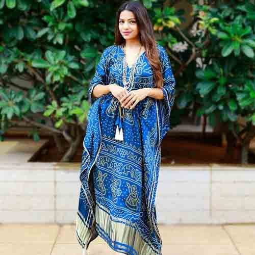 Beautiful Digital Printed Kaftan With Dori Jhumka