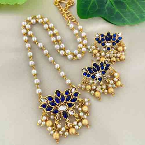 Lotus Designed Jewel Set-Blue